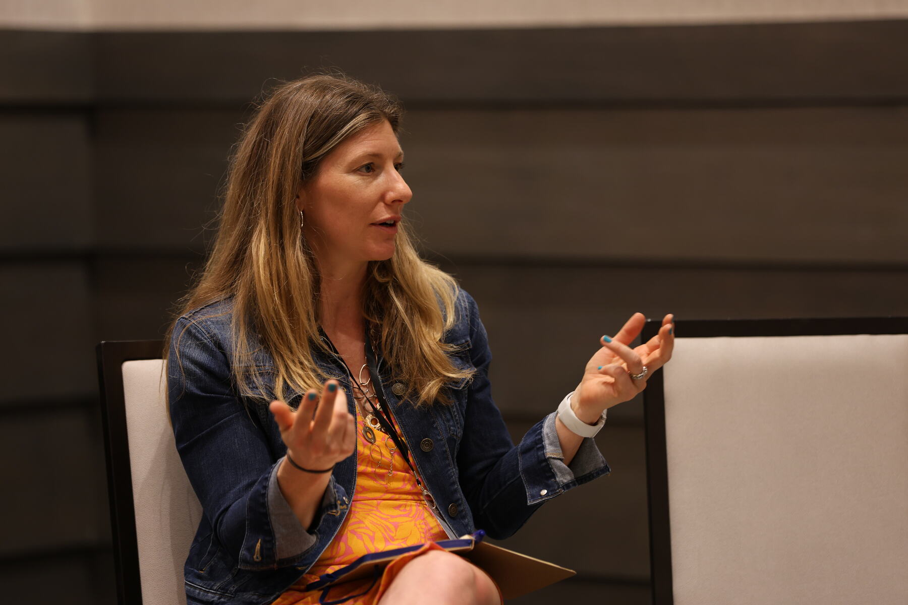 An attendee sharing during a small group session