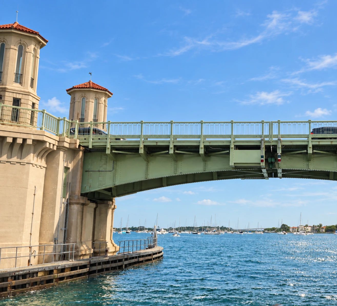 The Bridge of Lions over the Matanzas River in historic St. Augustine on a sunny day